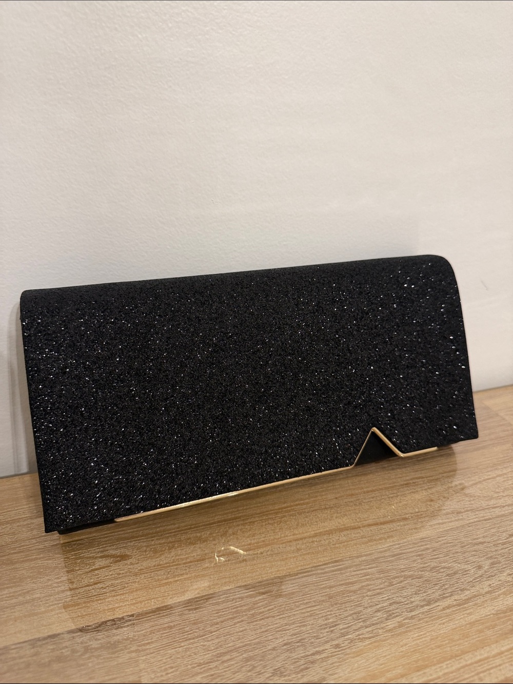 Sparkle Black Evening Clutch - Elegant Glitter Wristlet
